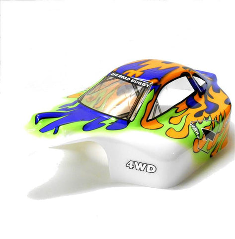 81343 Off Road Nitro RC 1/8 Scale Buggy Body Shell Cover Flame Orange Green Blue
