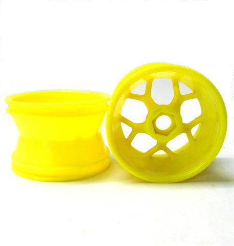 83006 1/8 Off Road RC Truck Plastic Wheels x 2 Yellow 17mm 88mm OD x 60mm Wide