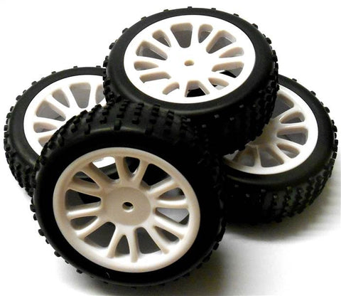 85007 85024 1/16 Scale Front Rear Buggy Wheels and Tyres Complete HSP White Plastic