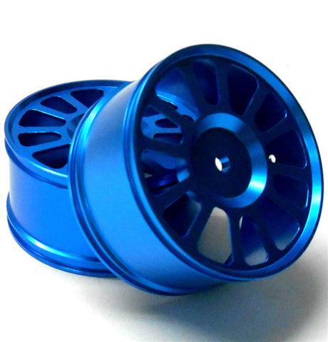 85622 285039R 1/16 Scale RC Rear Wheels Rims 2 Chrome Light Blue 12 Spoke Alloy