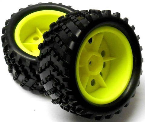 86017 RC Plastic Yellow Monster Truck Wheels and Tyres Complete x 2 1/16 HSP