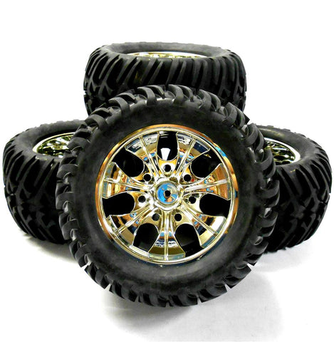 A890006v2 1/10 Scale Off Road Monster Truck RC Wheels and Tyres White 6 Spoke