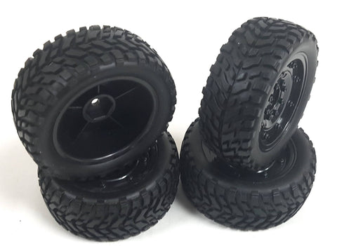 9108 1/10 Scale RC Car Off Road Disc Wheel and Rally Tread Tyre Black x 4