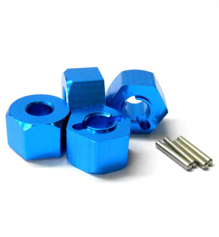 BMT0009B 1/10 RC M12 12mm Alloy Wheel Adaptors Hub Pin Nut Blue 8mm HPI Bullet