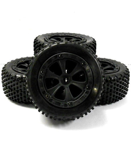 BS213-033/BS709-002 1/10 RC Nitro Buggy Off Road Wheels and Tyres x 4 Black