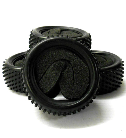 BY-001/2 1/10 Off Road Front Rear Buggy RC Rubber Pin Tyre Black Foam Insert x 4