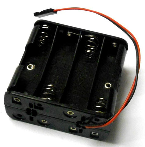 C1208-1 RC Battery Holder Case Box Pack 8 AA JR 3 Pin - Black Plastic