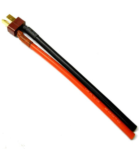 C9005M-12-10 Male T-Plug with 12 AWG Battery Silicone Wire 10cm