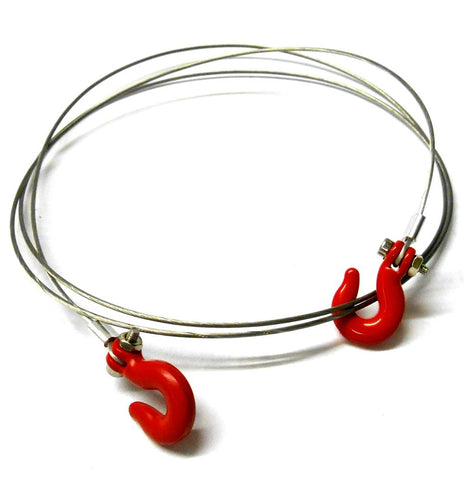 CJG035 1/10 RC Rock Crawler 850mm Steel Tow Toe Rope Red Hooks