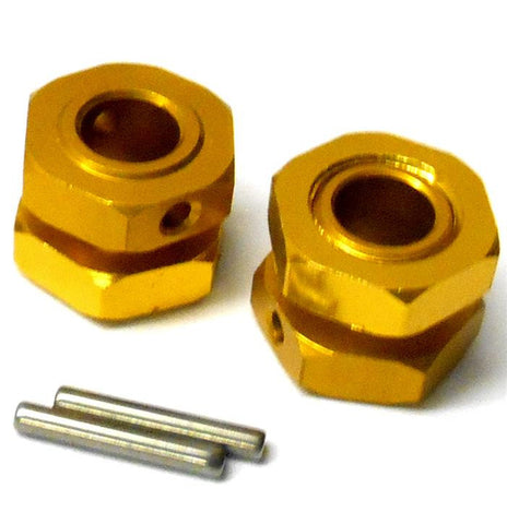 HBS17G 1/8 Scale RC Buggy M17 17mm Alloy Wheel Hubs Adapter Stopper Nut Gold x 2
