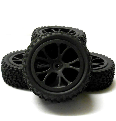 HS211053WFR 1/10 Scale RC Buggy Off Road Wheel Tread Tyre Black Plastic 10 Spoke