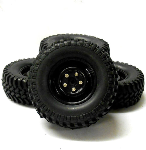 HS211082BK 1/10 Scale RC Off Road Rock Crawler Wheel Tread Tyre Black x 4 100mm
