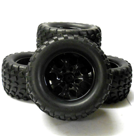 HS211113BK 1/10 Scale Off Road Monster Truck RC Wheels and Tyres Black V3 x 4