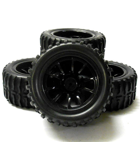 HS211114BK 1/10 Scale Off Road Monster Truck RC Wheels and Tyres Black 10 Spoke