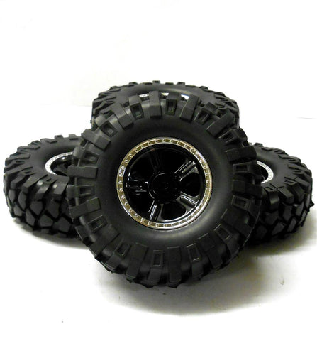 HS211200BK 1/10 RC Off Road Rock Crawler Wheel Tyre x 4 108mm 5 Spoke Black