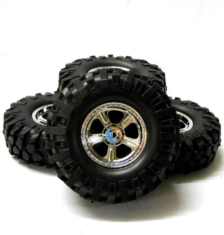 HS211200C 1/10 RC Off Road Rock Crawler Wheel Tyre x 4 108mm 5 Spoke Chrome