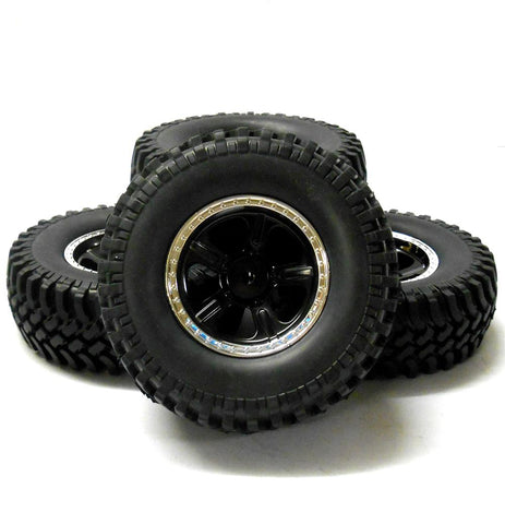 HS211204BKC 1/10 RC Off Road Rock Crawler Wheel Tyre x 4 108mm 5 Spoke Black V2
