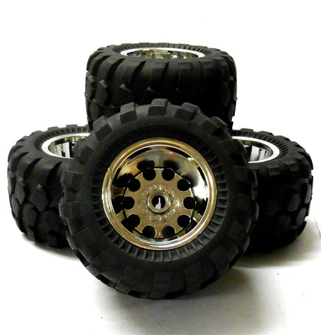 HS211506FR 1/10 Off Road Tamiya Caravan Monster Truck RC Wheels Tyres Chrome V2