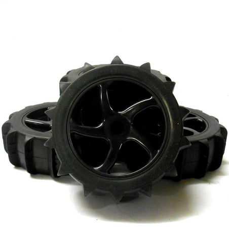 HS281036B 1/8 Scale Sand Snow Buggy RC 5 Spoke Swirl Wheels and Tyres Black x 4