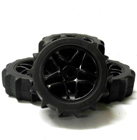 HS281039B 1/8 Scale Sand Snow Buggy RC 10 Spoke Star Wheels and Tyres Black x 4