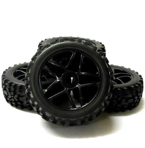 HS281051B 1/8 Scale Off Road Buggy RC Star 10 Spoke Wheels and Tyres Black x 4