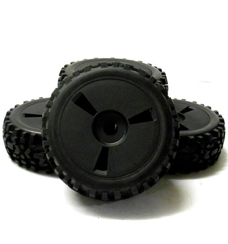 HS281060B 1/8 Scale Off Road Buggy RC 3 Disc Swirl Wheels and Tyres Black x 4