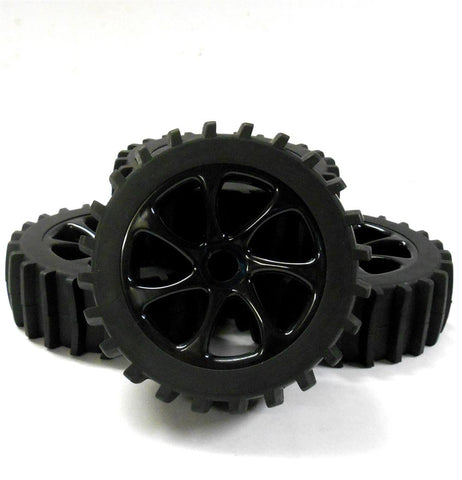 HS281061B 1/8 Scale Sand Snow Buggy RC 7 Spoke Swirl Wheels and Tyres Black x 4