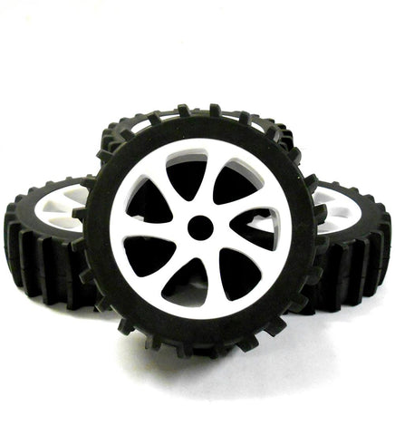 HS281061W 1/8 Scale Sand Snow Buggy RC 7 Spoke Swirl Wheels and Tyres White x 4