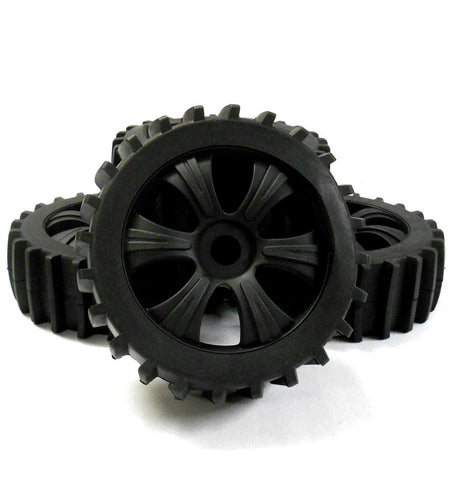 HS281062B 1/8 Scale Sand Snow Buggy RC 6 Spoke Wheels and Tyres Black x 4