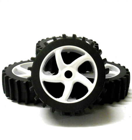 HS281063W 1/8 Scale Sand Snow Buggy RC 5 Spoke Swirl Wheels and Tyres White x 4