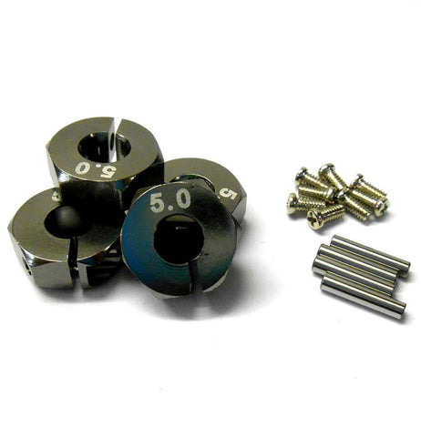 HS451014G 1/10 RC Car M12 12mm Alloy Wheel Locking Hubs Adapter Nut Grey 5mm