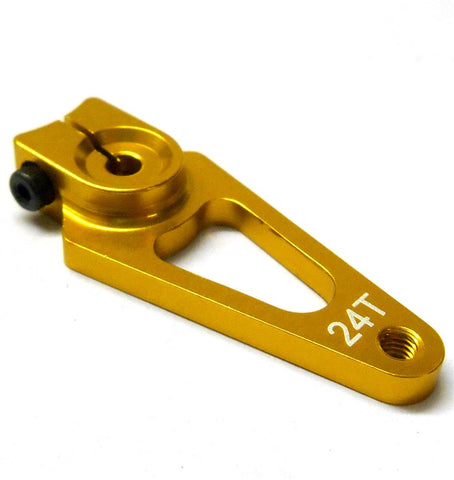 HS451058 1/10 Steering Alloy Servo Horn Arm 24 Teeth Tooth 24T Single Gold 40mm