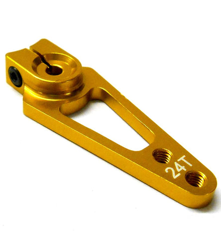 HS451059 1/10 Steering Alloy Servo Horn Arm 24 Teeth Tooth 24T Single Gold 45mm