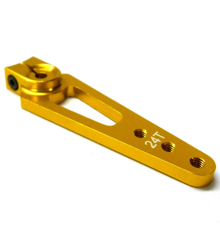 HS451061 1/10 Steering Alloy Servo Horn Arm 24 Teeth Tooth 24T Single Gold 56mm