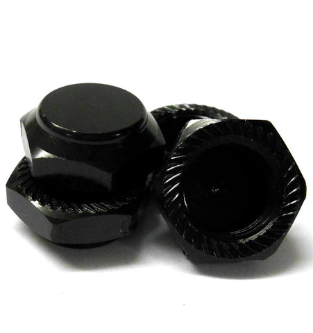 HS615016BK 1/8 17mm Hex Alloy Wheel Lock Nuts Cap x 4 Black M12 1.25mm Thread
