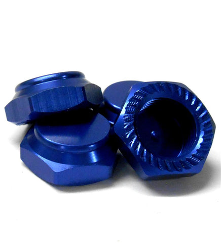 HS615016BL 1/8 17mm Hex Alloy Wheel Lock Nuts Cap x 4 Blue M12 1.25mm Thread