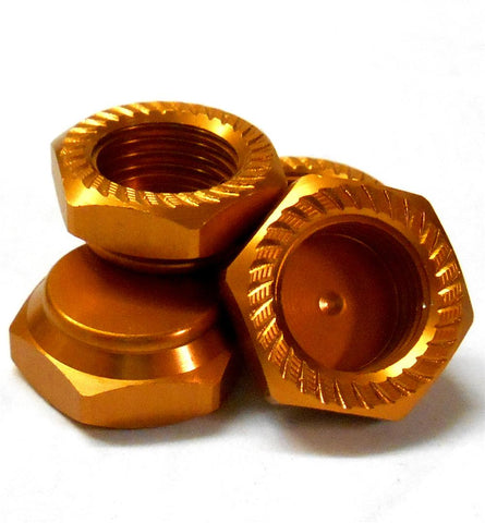 HS615016OR 1/8 17mm Hex Alloy Wheel Lock Nuts Cap x 4 Orange M12 1.25mm Thread