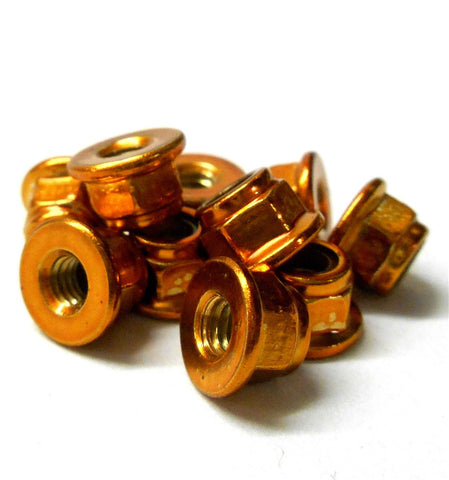 HY00004O M4 4mm Nylon Flanged Nylon Lock Wheel Nuts x 10 1.10 Orange