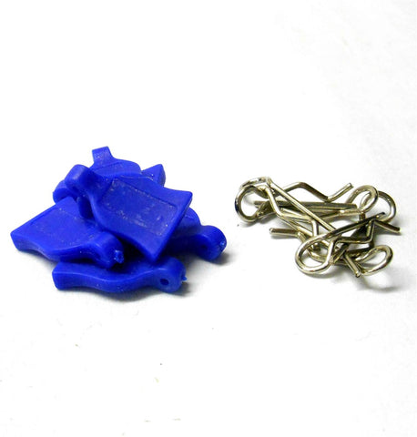 HY00148B1 1.16 1.10 Small Silver Body Clips R Pin x 4 and Rubber Navy Blue Grips
