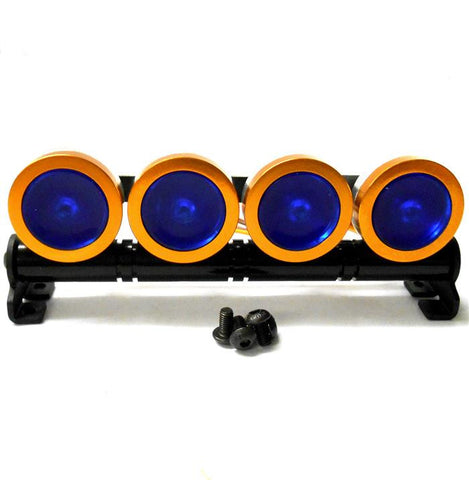 L-044B 1/10 Monster Truck Body Shell Roof Mount Light Set Blue 4 LEDs Gold