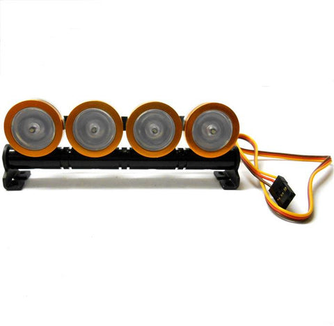 L-044W 1/10 Monster Truck Body Shell Roof Mount Light Set White 4 LEDs Gold