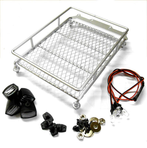 L-047W 1/10 Scale Truck Rock Crawler Body Shell Roof Luggage Tray Lights White