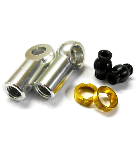 L11495S M8 8mm Connector RC Alloy Track Rod End Right Thread Silver Metric RC x2