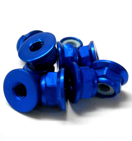 L1479 1/10 Scale RC Car Alloy M4 4mm Thread Nylon Lock Nuts Flanged 10 Navy Blue