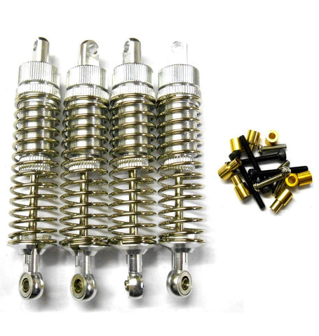 L390 1/10 Scale Alloy Adjustable Shock Absorbers Dampers 90mm Silver x 4