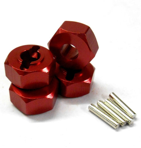 L9810 1/10 Scale Aluminium Alloy Pin Drive Wheel Hex Hub 12mm Red 6mm Wide x4