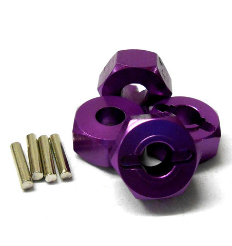 L9811 1/10 Scale Aluminium Alloy Pin Drive Wheel Hex Hub 12mm Purple 6mm Wide x4
