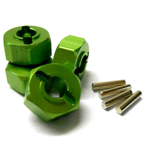 L9812 1/10 Scale Aluminium Alloy Pin Drive Wheel Hex Hub 12mm Green x 4 6mm Wide