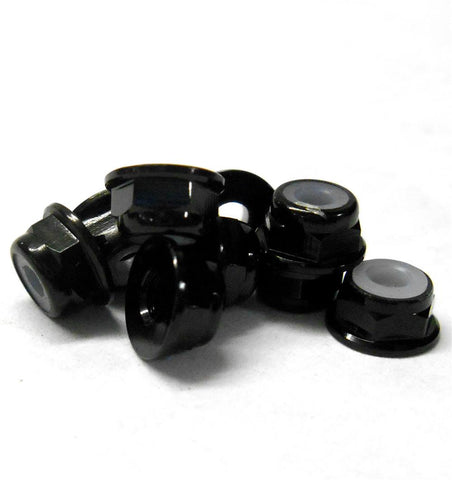 LN-M3F-BK M3 3mm Alloy Aluminium Flanged Nylon Lock Nut Black x 10