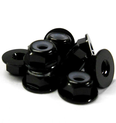 LN-M4F-BK M4 4mm Alloy Aluminium Flanged Nylon Lock Nut Black x 10